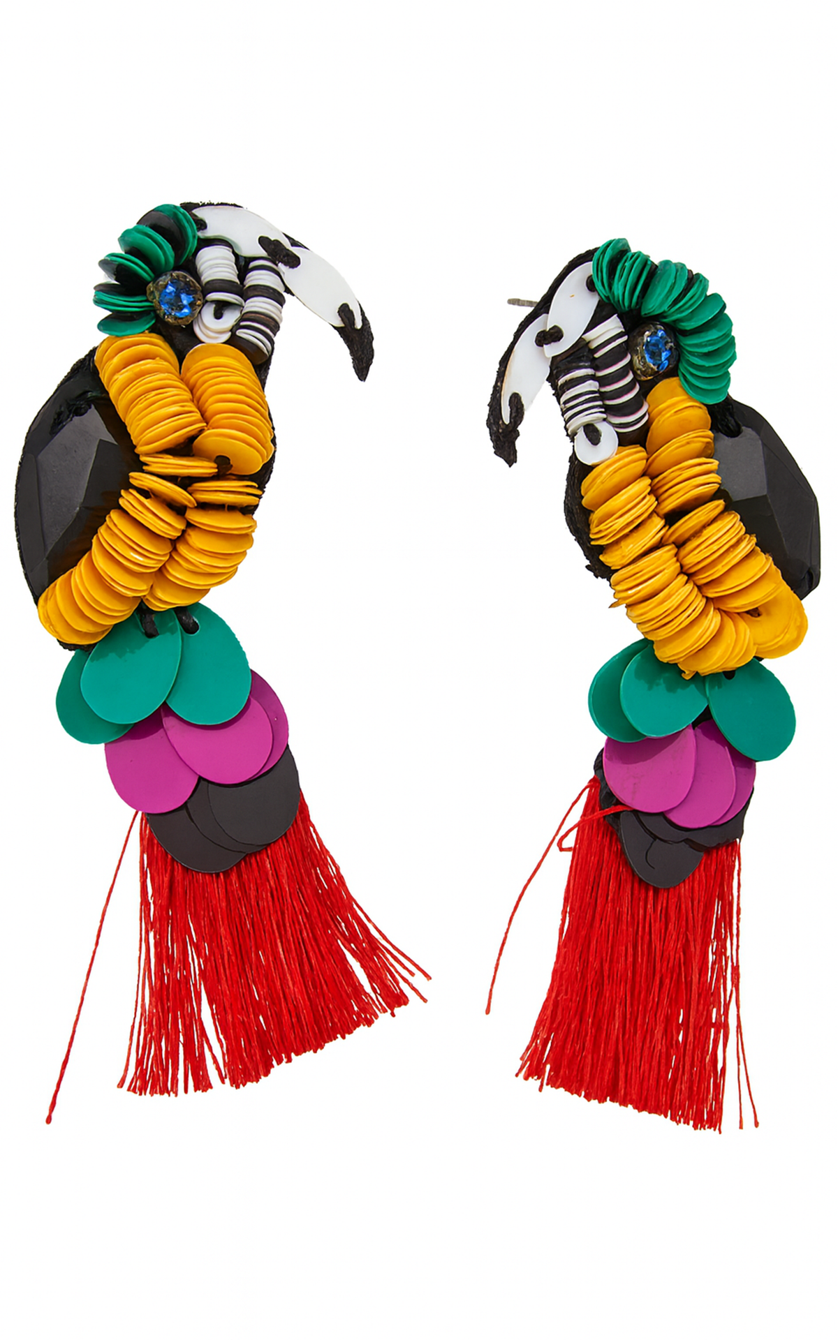 Earring: Beaded Parrot Earrings w/ Tassel
