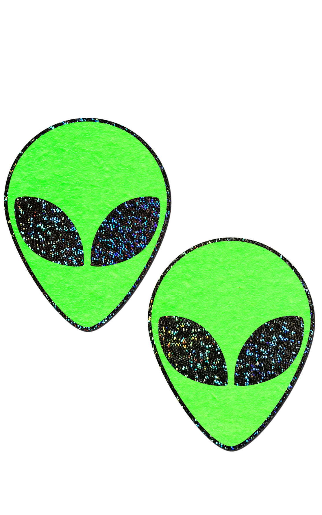 Pastease: Neon Green Alien/Glow in the Dark with Glittering Black Eyes Pasties