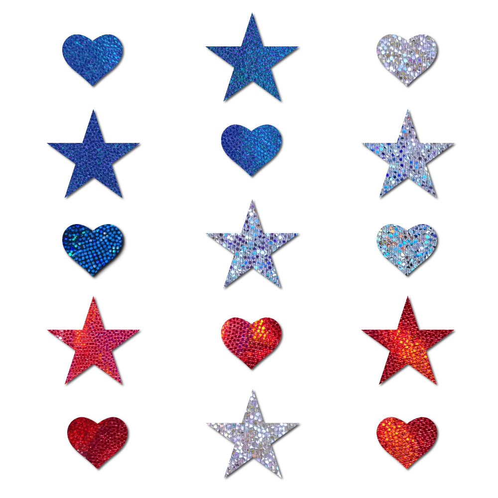 Pastease: Mini 15 Red, White & Blue Patriotic Baby Star Body Pasties