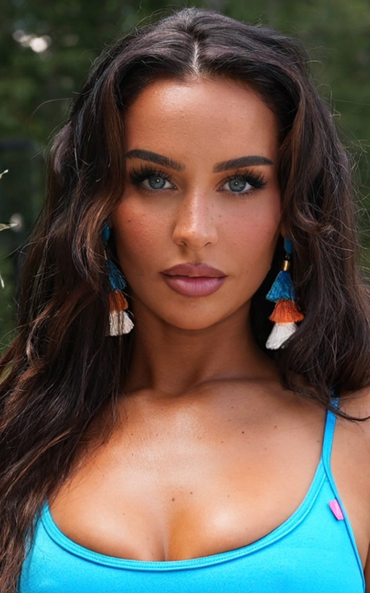 TASSLE: 3-Tier Tassel Earrings in Multi Turquoise