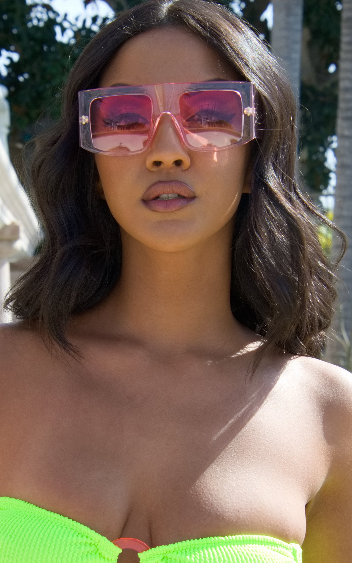 Sunglasses: Oversized Transparent Frame Sunglasses