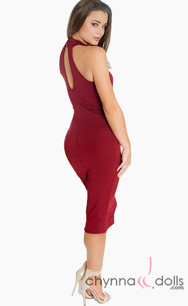 Kelly: High Neck Midi Length Bodycon Dress - Chynna Dolls Swimwear