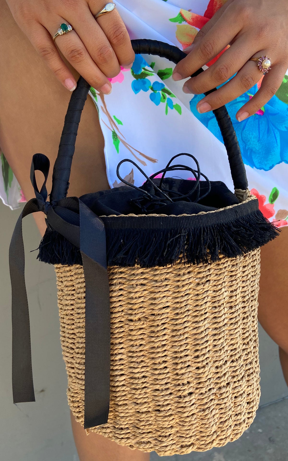 Black Tassel Accent Tote