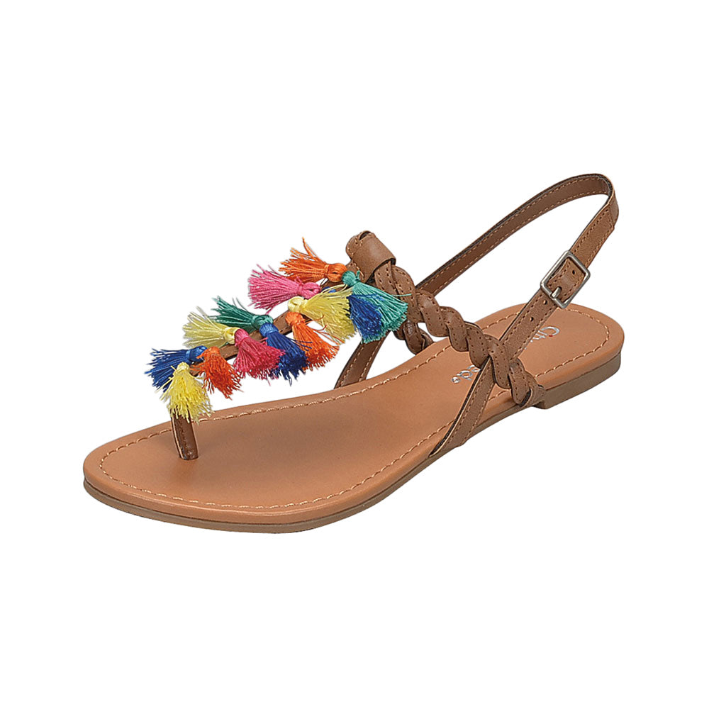 Lucia: Flat Sandal with Multi Colored Tassel - Chynna Dolls Swimwear