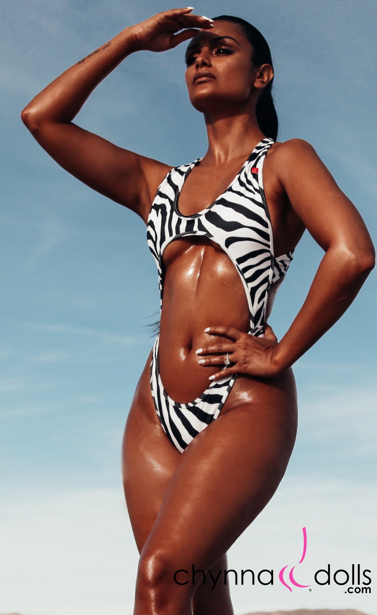 Verona: High Cut Monokini in Zebra - Chynna Dolls Swimwear