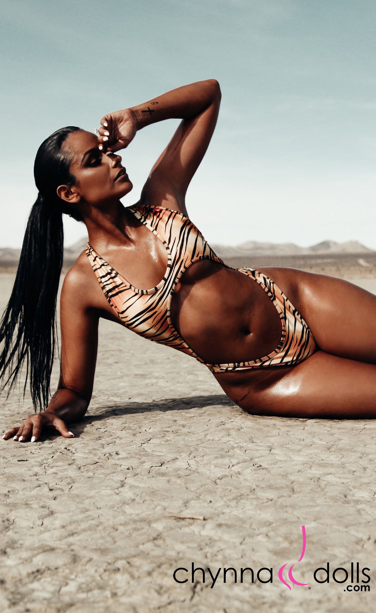 Verona: High Cut Monokini in Tiger - Chynna Dolls Swimwear