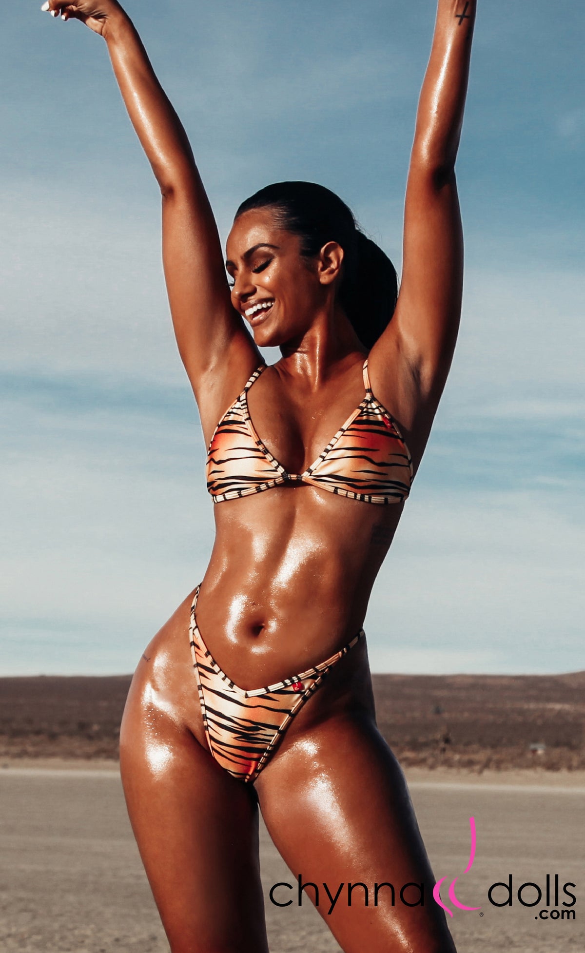 Sorrento: High Cut Bathing Suit in Tiger - Chynna Dolls Swimwear