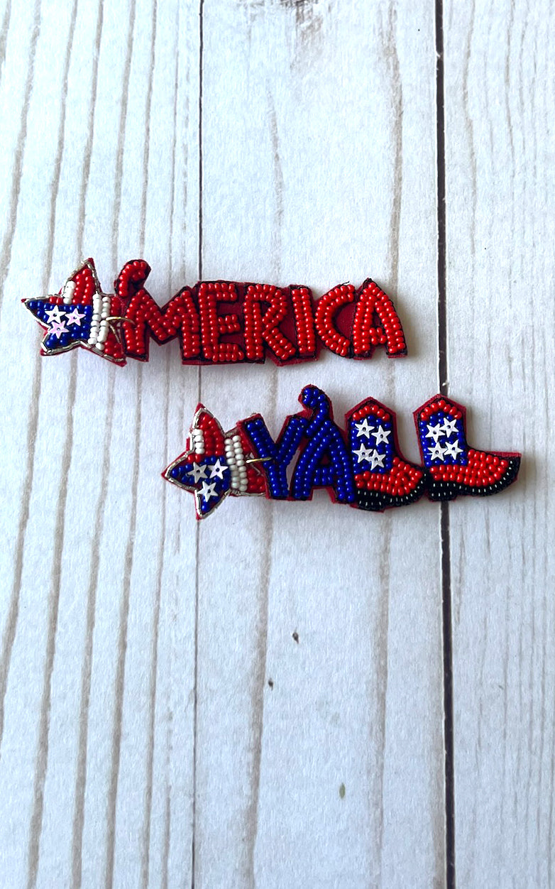 Earring: USA Beaded 'Merica Y'all Earrings