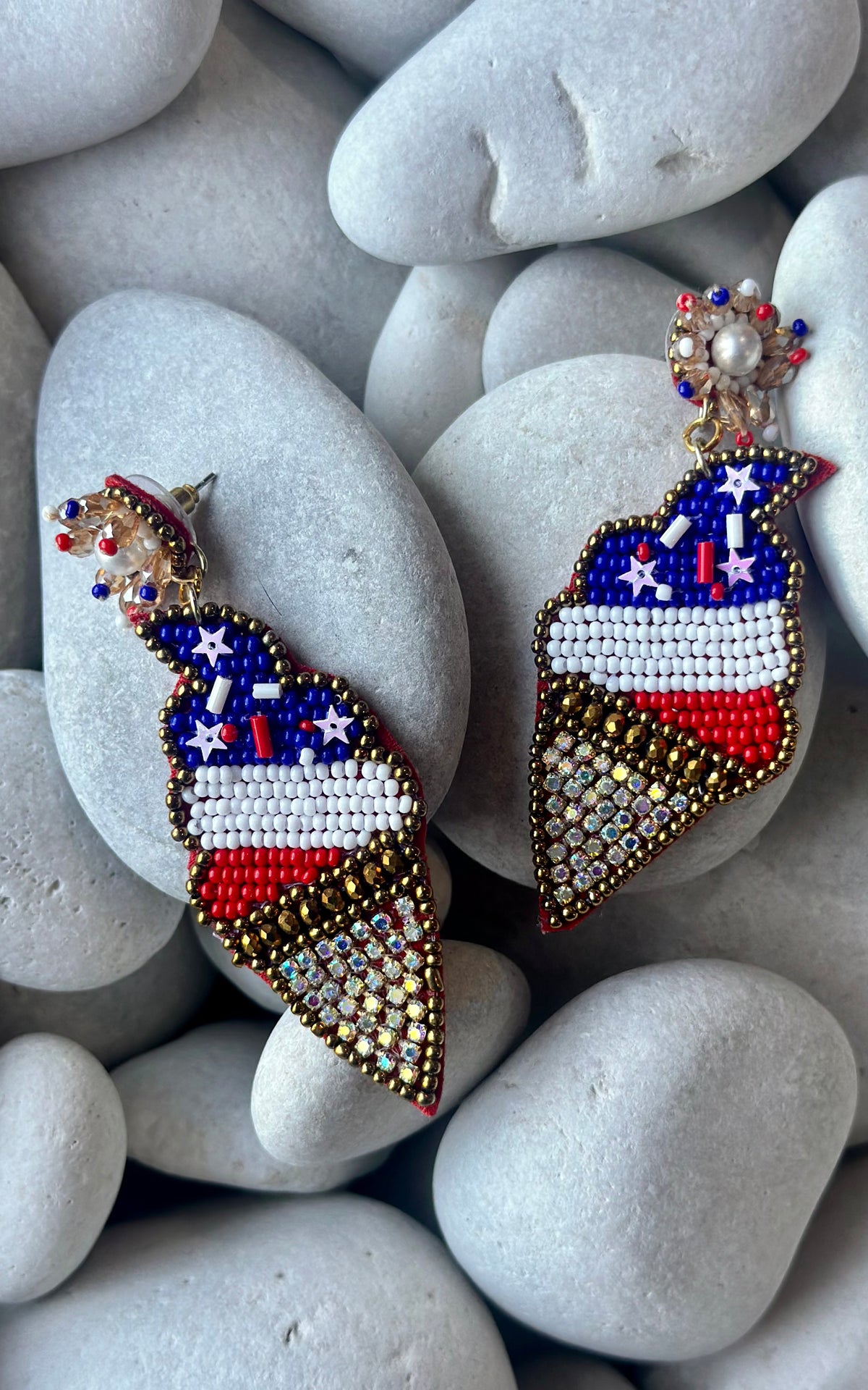 Earring: USA Beaded Ice Cream Earrings