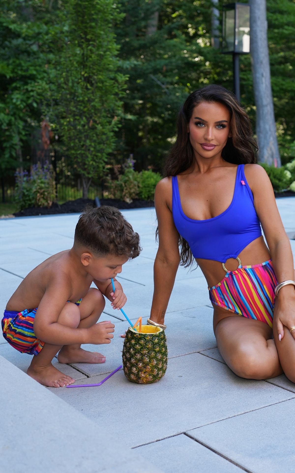 High Tide: Cut-Out One-Piece Swimsuit in Royal x Stripes