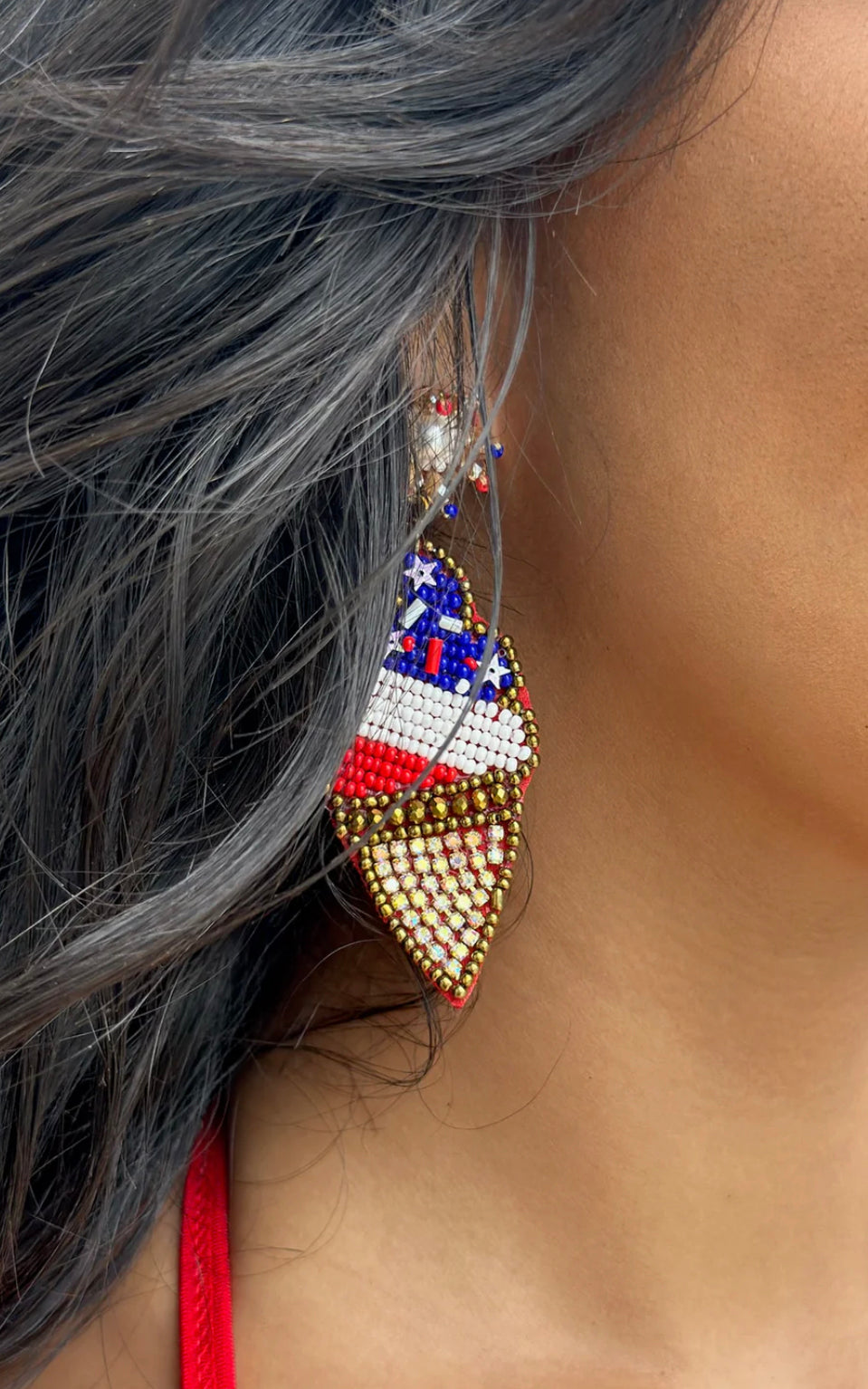 Earring: USA Beaded Ice Cream Earrings