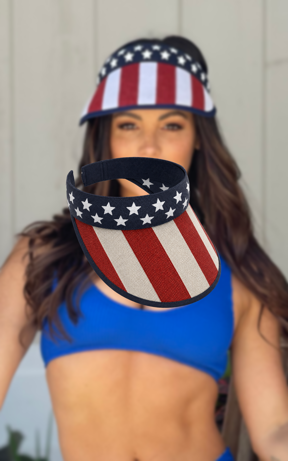 Visor: Straw Visor in American Flag