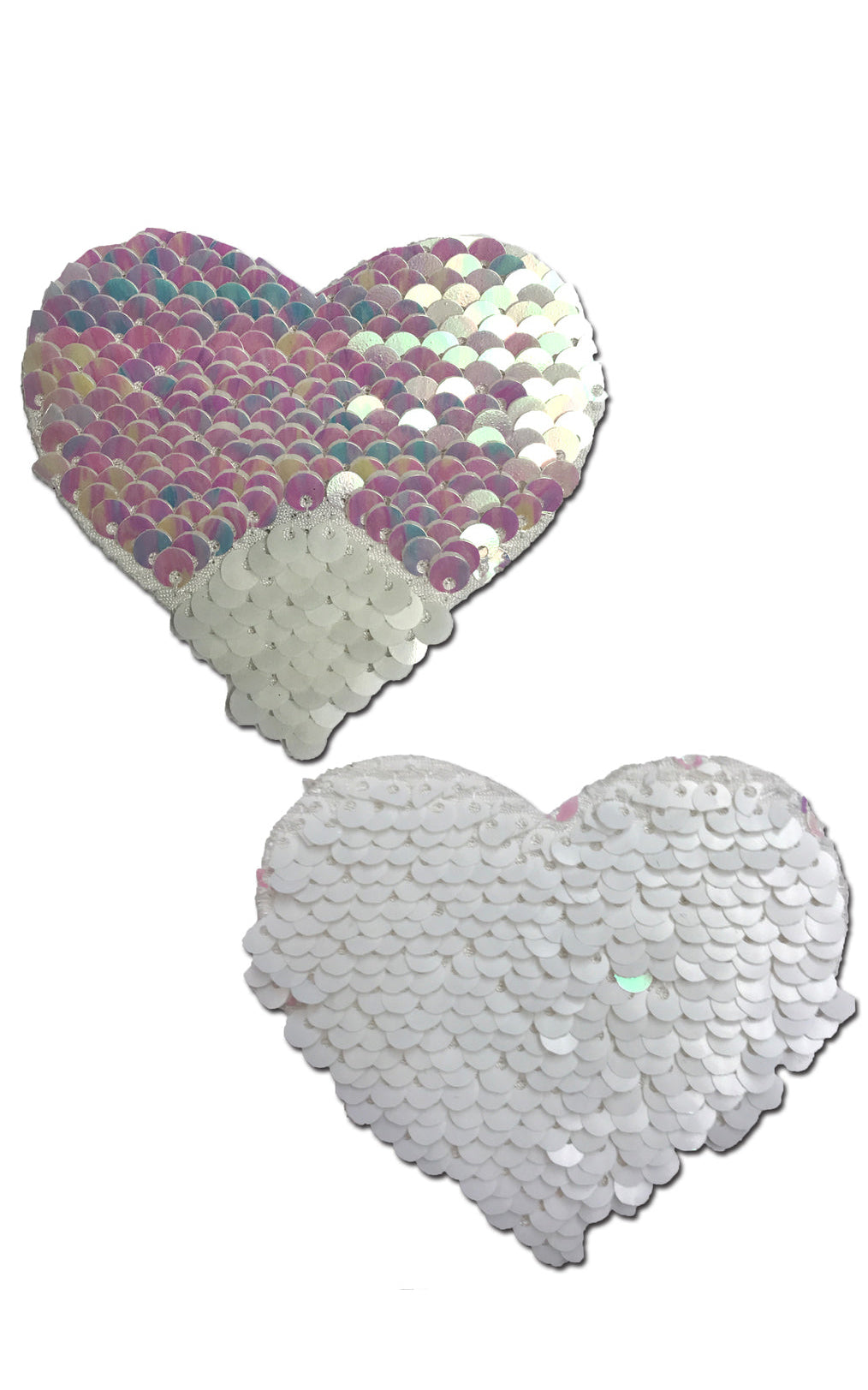 Pastease: Pearl & White Color Changing Sequin Heart Pasties