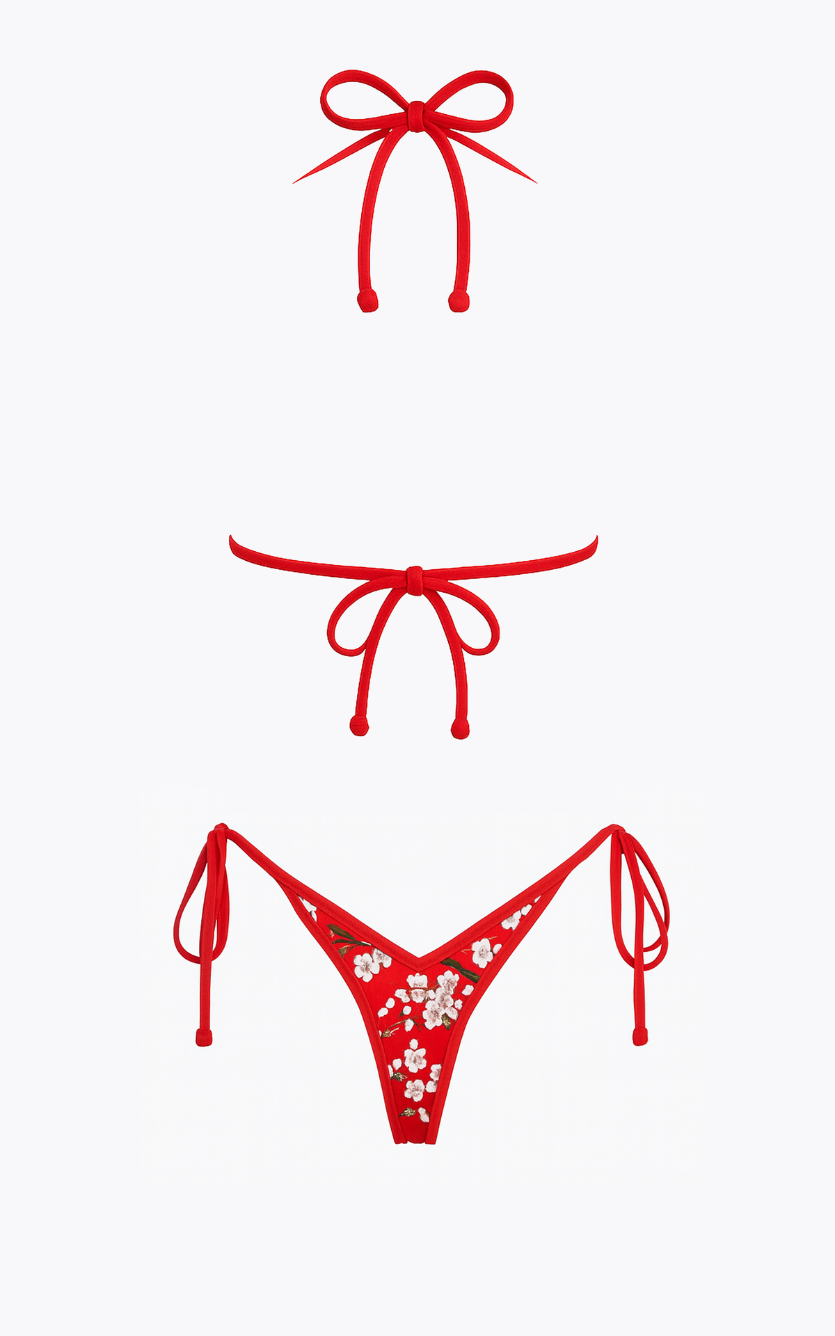 Vienna: V-Back Thong Bikini in Cherry Blossom