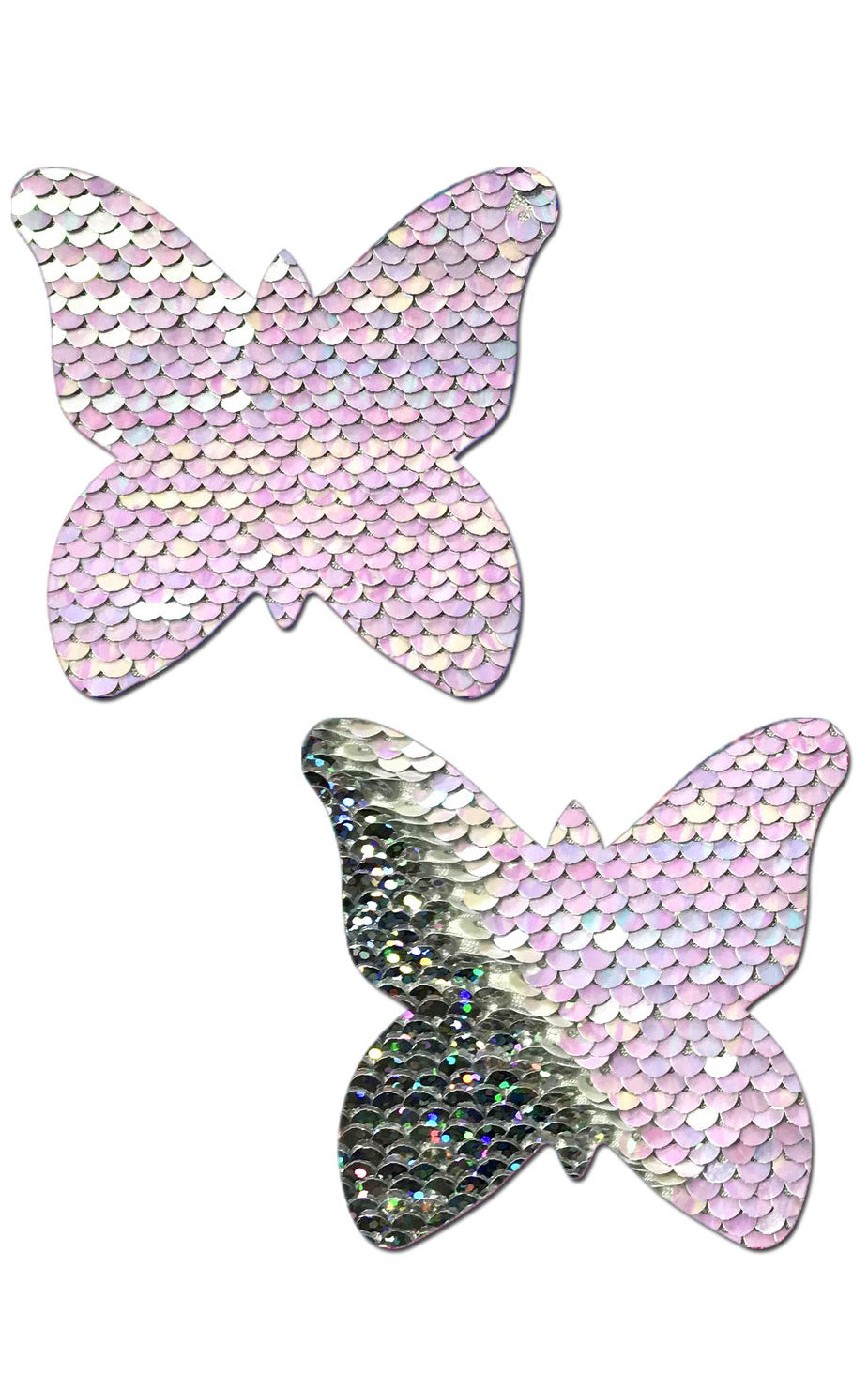 Pastease: J. Valentine Pearl to Silver Flip Sequin Pasties - Chynna Dolls Swimwear