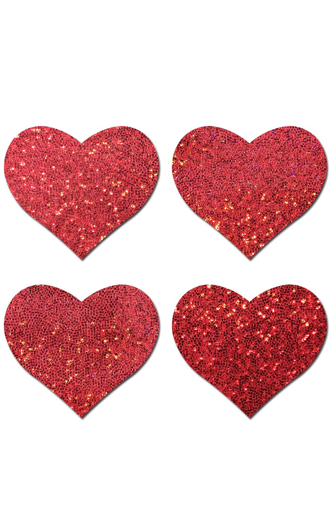 Petite Pastease: Two-Pair Small Red Glitter Hearts Pasties - Chynna Dolls Swimwear