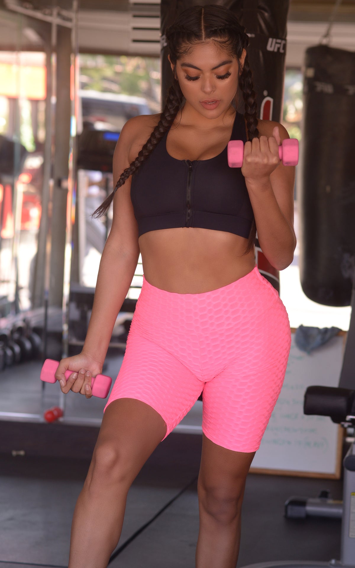 Sporty Spice:Textured Shorts in Pink - Chynna Dolls Swimwear