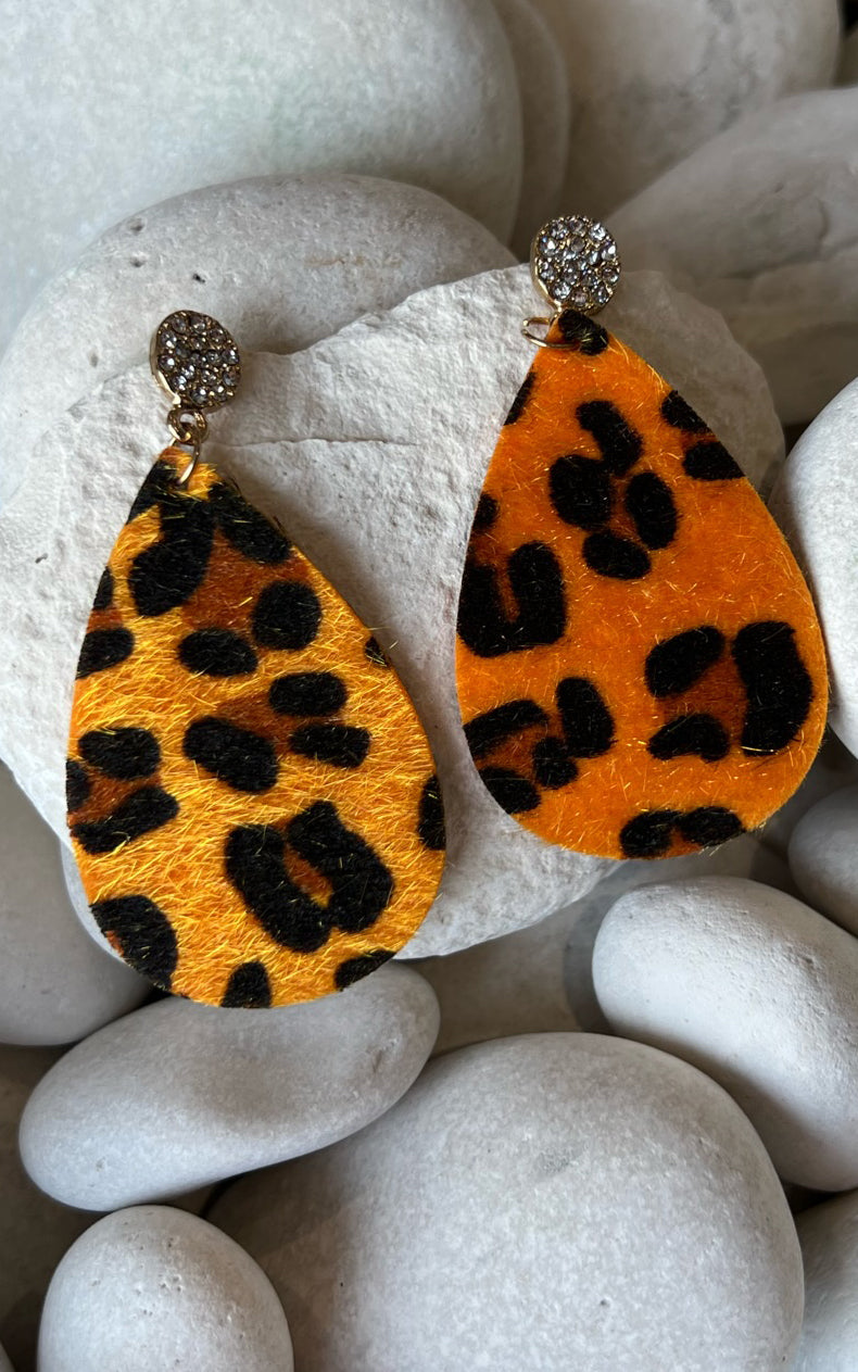 Earring: Textured Leopard Teardrop Earrings