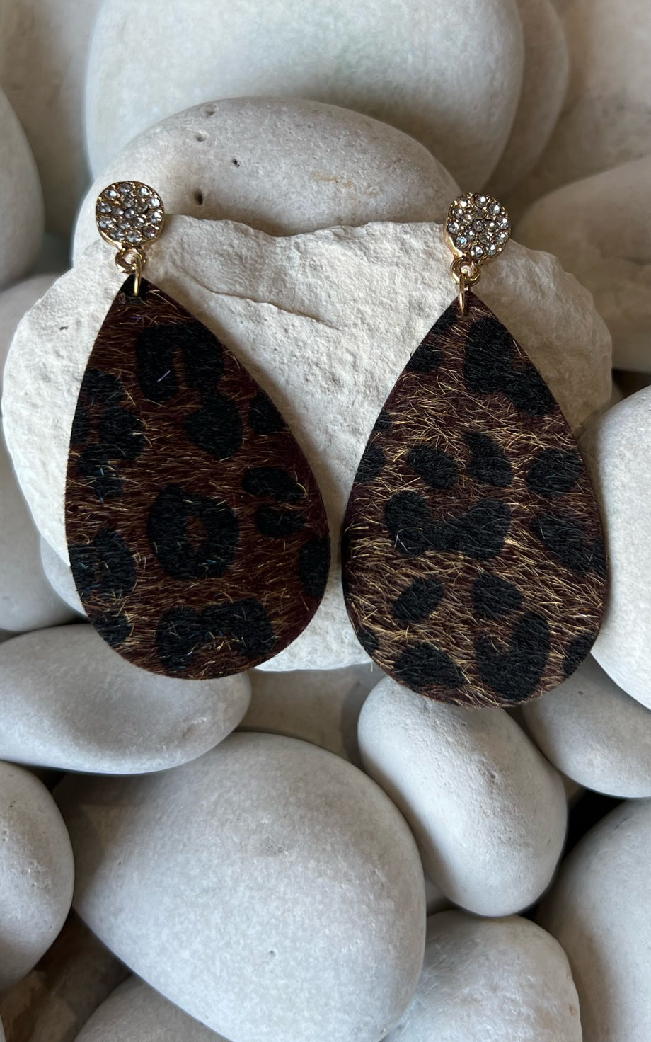 Earring: Textured Leopard Teardrop Earrings