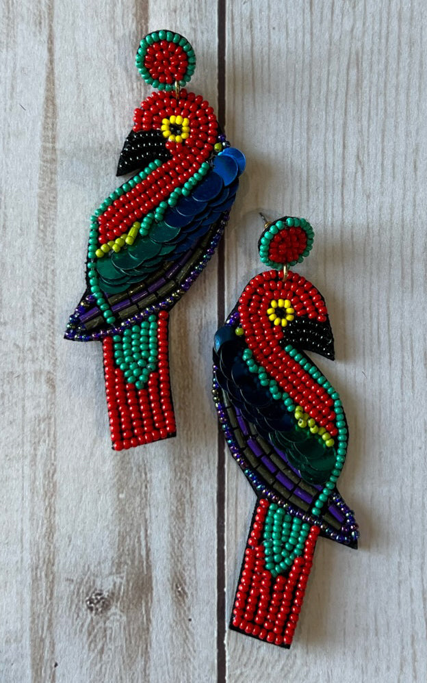Earring: Beaded Parrot Earrings