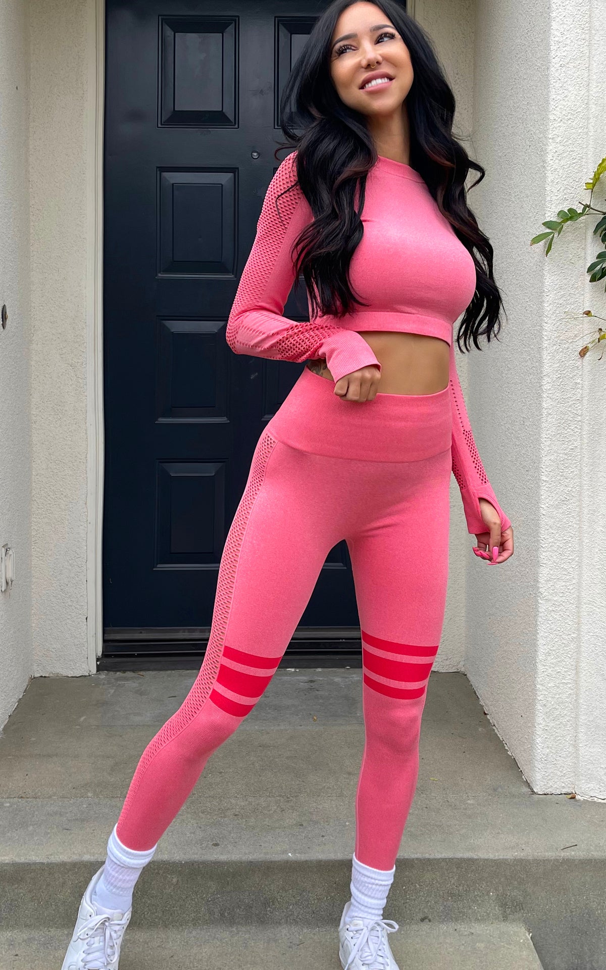 Hustle: Cutout Activewear Set in Pink
