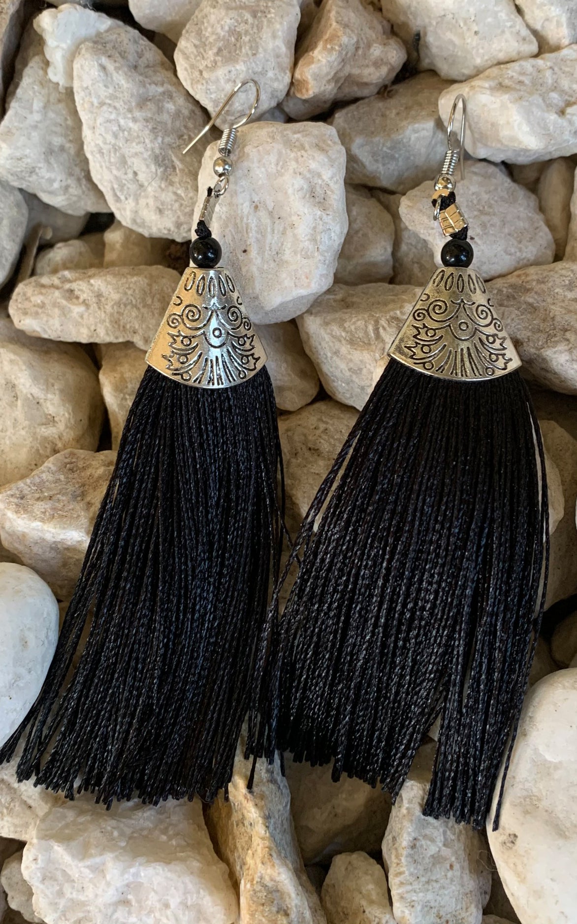Earring: Black Tassel - Chynna Dolls Swimwear