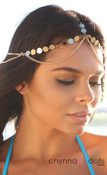 Gold Head Chain with Gold Disc - Chynna Dolls Swimwear