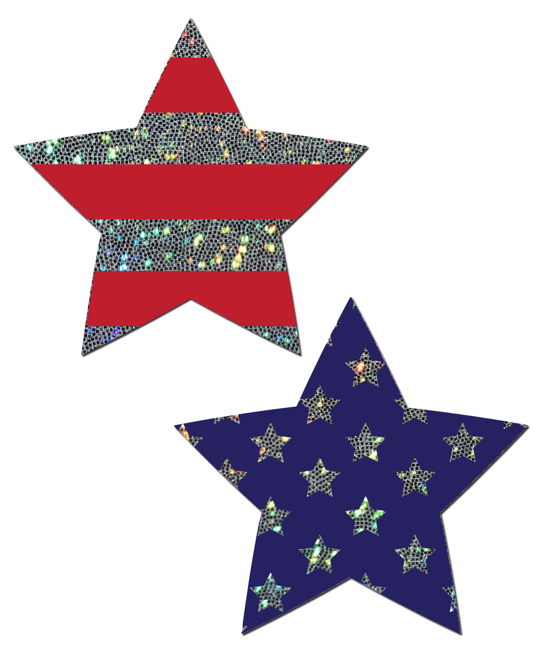 Pastease: Glittering Stars & Stripes Patriotic Star Pasties - Chynna Dolls Swimwear